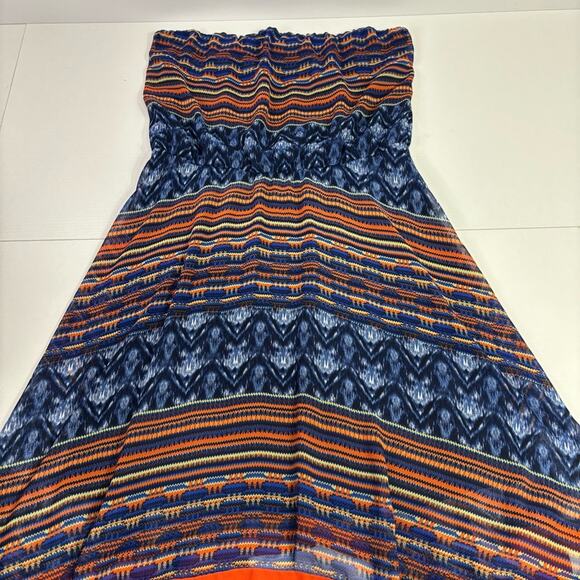 Maeve Blue and Orange Asymmetrical Strapless Sundress Size Medium JJ07000 - Picture 3 of 8